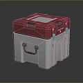 Red And White Medical Transport Container With Secure Handle For Medical Supplies Storage