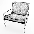 Elegant Modern Burgundy Leather Leisure Chair With Metal Frame And Armrests