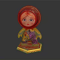 Colorful Decorative Doll Featuring Purple Outfit Pink Base and Golden Trim for Home Decoration