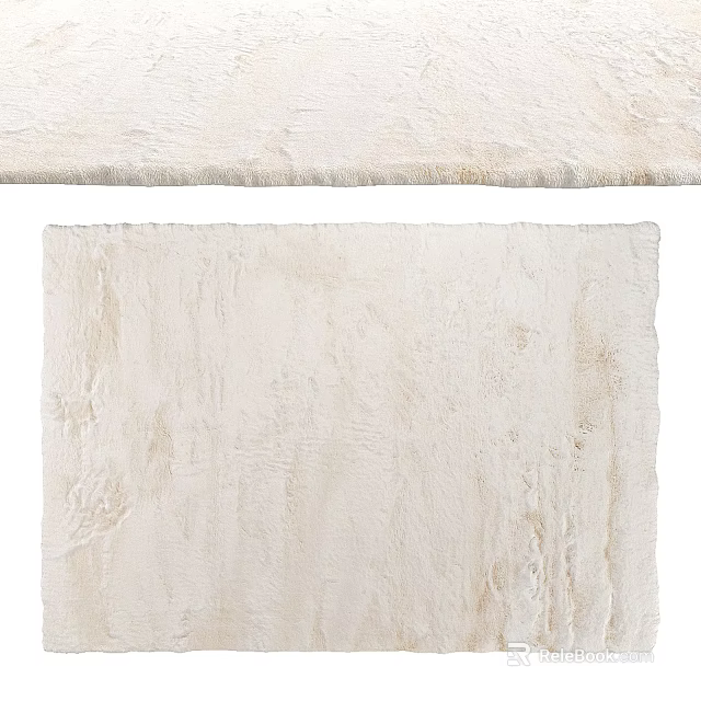 Square Carpet In Ivory Color With Soft Texture And Plush Surface 3d model