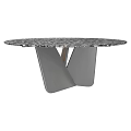 Round Modern Dining Table with Pebble Mosaic Top and Grey Geometric Base 3d model