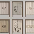 Traditional Chinese Decorative Paintings With Bamboo Birds And Classic Patterns In Frames