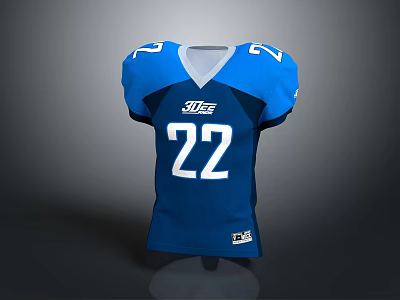 Blue Football Jersey with Number 22 and SUEZ Logo Short Sleeve Design 3d model