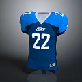 Blue Football Jersey with Number 22 and SUEZ Logo Short Sleeve Design
