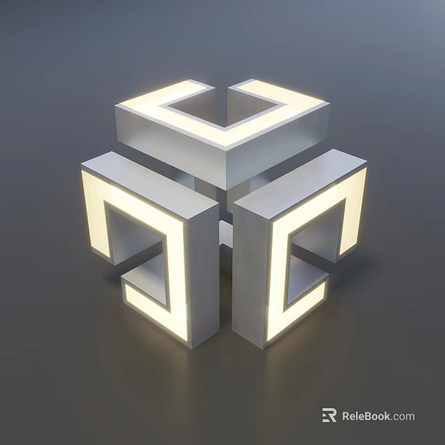 Modern Geometric Floor Lamp With Illuminated Square Frames And Metallic Structure Design 3d model 