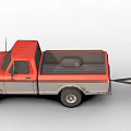 Red Pickup Truck Pulling Trailer Loaded With Large Hay Bales 3d model