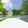 Modern Urban Garden Landscape With Lawn Steps Trees And White Wall Greenery