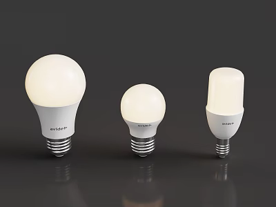 Smart LED Bulbs Featuring Different Shapes Illuminated Together In 3d model