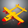 Yellow Seaplane Toy with Red Accents and Dual Propellers Design Model