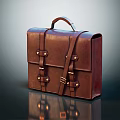 Vintage Brown Genuine Leather Briefcase With Strap Buckle And Classic Design