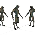 Game Movie Character Alien Monster With Three Different Angles And Grotesque Body Structure