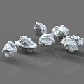 White Rough Stones And Natural Wood Pieces On Grey Reflective Background
