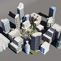 Urban Architectural Model Featuring Modern Skyscrapers Diverse Building Designs And Central Green Space