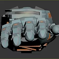 Futuristic Sci Fi Game Movie Character With Light Blue And Orange Mechanical Arm Design