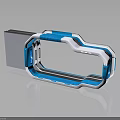 Modern Technical Equipment With Blue And White Circular Frame And Rectangular Base