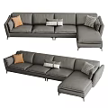 Gray L Shaped Sectional Sofa With Decorative Pillows And Modern Design 3d model