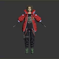 Stylish 3D Character Model Wearing Red Jacket Gray Pants And Green Boots
