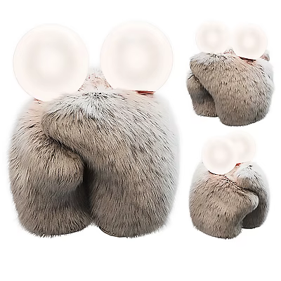 Cute Furry Rabbit Stuffed Doll With Big White Ears And Gray Soft Fluffy Body 3d model