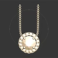 Elegant Gold Necklace With Large Center Gemstone And Surrounding Small Stones
