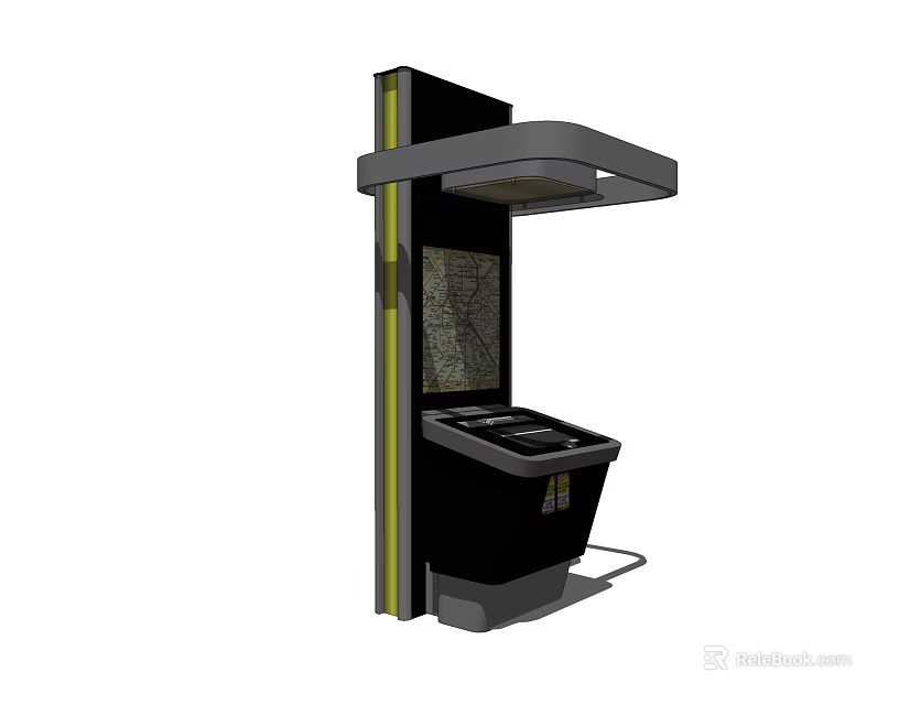 Public Facility Information Kiosk With Interactive Map Display And User Interface Panel 3d model 
