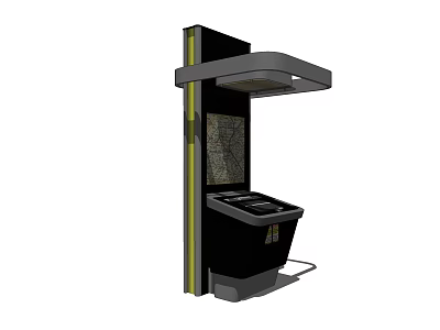 Public Facility Information Kiosk With Interactive Map Display And User Interface Panel 3d model