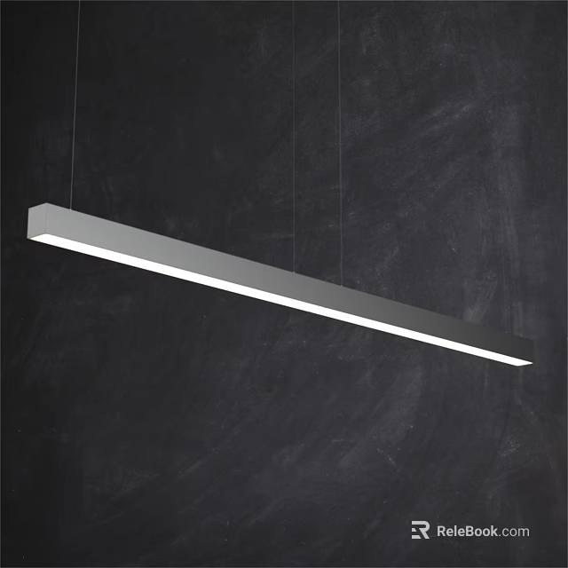 Modern Sleek Linear Chandelier With Elongated Slim Profile And LED White Light 3d model 