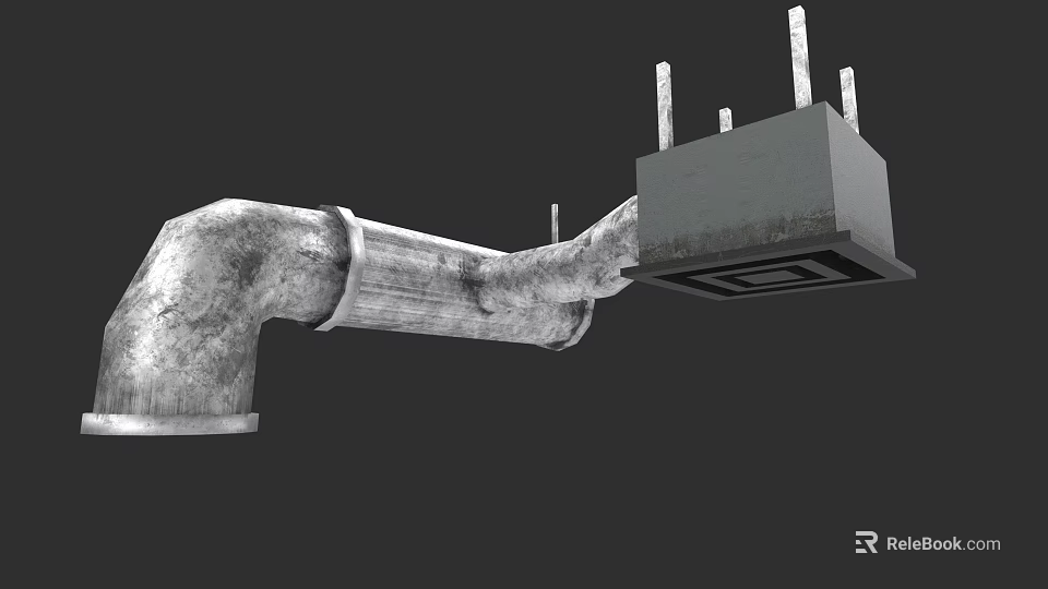 Air Conditioner Fan Structure With Metal Pipe Square Box And Protruding Rods 3d model 