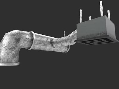 Air Conditioner Fan Structure With Metal Pipe Square Box And Protruding Rods 3d model