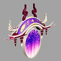 Ornate Purple and Gold Wall Decor with Curved Design Wing Accents and Oval Starry Background