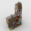 LEGO toy blocks medieval building house scene 3d model