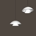 Two Modern Dome Shaped Pendant Lights With Soft Glow In Gray Wall Interior 3d model