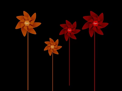 Windmill Windmill Children's Toy Meichen Pile Head Photo Pecking Interactive Device Fan Festival Wind Origami 3d model