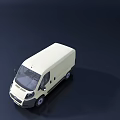 White Panel Van Commercial Vehicle With Top View On Dark Background 3d model