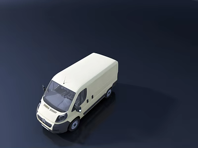 White Panel Van Commercial Vehicle With Top View On Dark Background 3d model