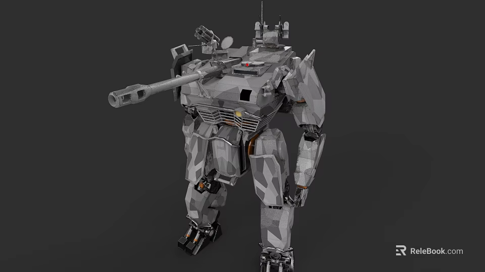 Advanced Military Mechanical Humanoid Weapon Featuring Armored Body Cannon Arm And Robotic Legs 3d model 
