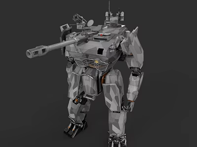 Advanced Military Mechanical Humanoid Weapon Featuring Armored Body Cannon Arm And Robotic Legs 3d model
