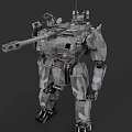 Advanced Military Mechanical Humanoid Weapon Featuring Armored Body Cannon Arm And Robotic Legs