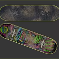 Skateboards With Colorful Graphics Blue Deck Metal Trucks And Wheels
