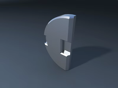 Sleek Modern Metal Door Handle With Semicircular Design And Cutout Details 3d model