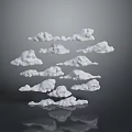 White Cloud Shaped Decorative Living Supplies With Floating Design And Gray Background Reflection 3d model
