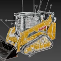 Yellow Tracked Skid Steer Loader With Front Bucket And Enclosed Cab