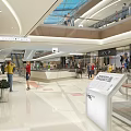 Modern Shopping Mall Lobby Interior With Glass Skylight Escalators And Information Kiosk