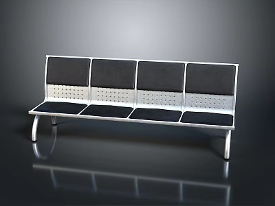 Modern Public Bench With Metal Frame Black Perforated Seats And Backrest 3d model