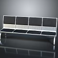 Modern Public Bench With Metal Frame Black Perforated Seats And Backrest