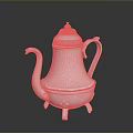 Silver Hammered Teapot With Lid Handle Spout And Three Legged Base