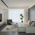 Modern Living Room Interior Design With White Sofa Gray Armchair And Floor Lamp