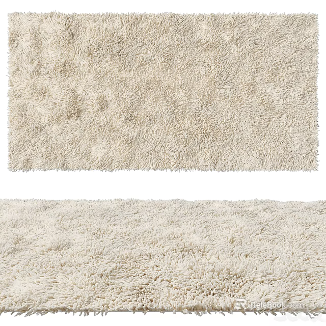 Square Beige Carpet With Soft Plush Texture Ideal For Living Room Decor 3d model 