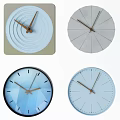 Modern Wall Clocks With Geometric Patterns And Various Shapes In Blue Gray Tones 3d model