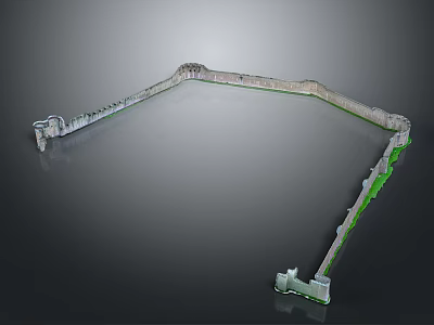 3D Model of Ancient Great Wall Fortress With Curved Walls And Watchtowers 3d model