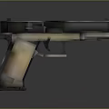 Modern Tactical Pistol Design With Metallic Body And Patterned Grip